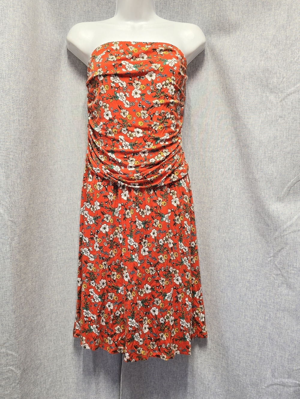 Love, Fire Women's Orange Floral Rushed Strapless Dress Size XXL